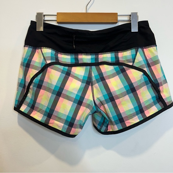 Lululemon Speed Short 2-way Stretch Wee Wheezy Check Bleached Coral Cadet blue - Picture 8 of 10